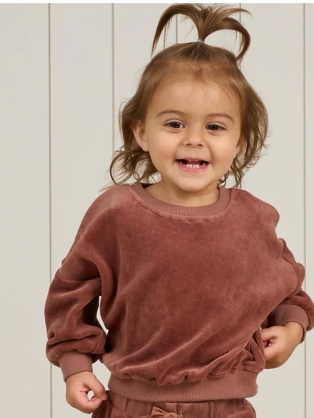 Quincy Mae Toddler Girl Relaxed Fit Velour Sweatshirt -Cranberry Size 2-3yr
